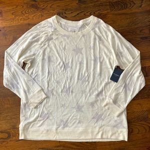 LUCKY BRAND Light Ivory/Cream Sweater with Light Grey Stars